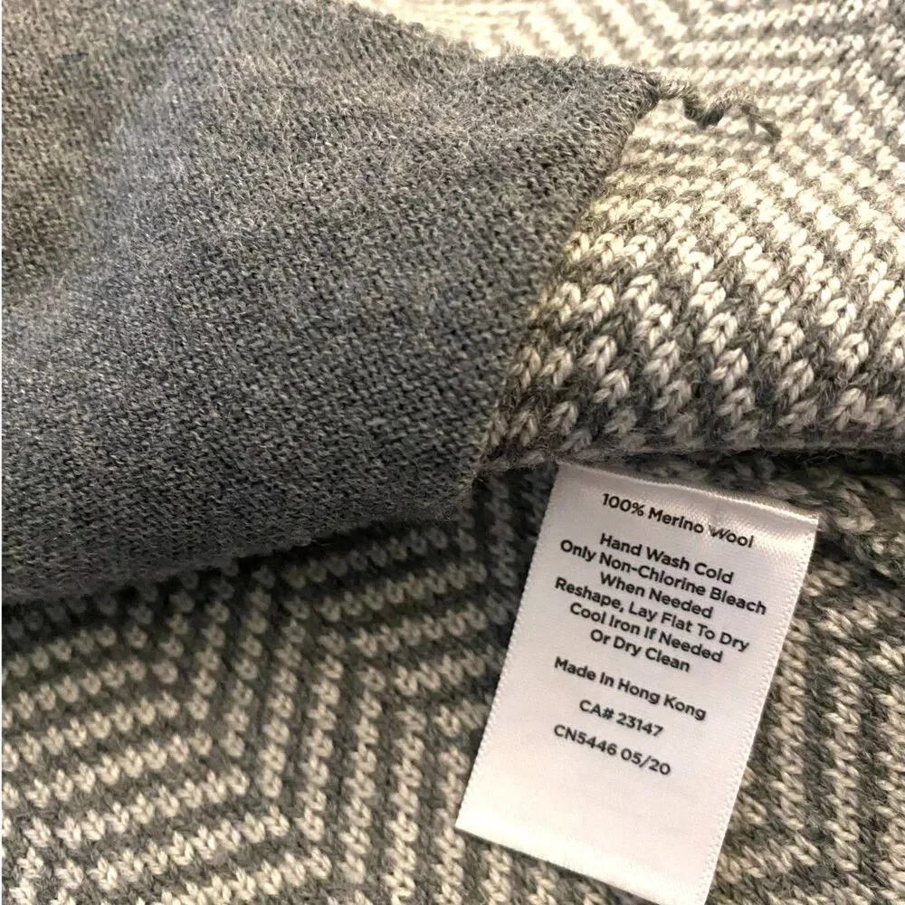 Talbots 100% Merino Wool Herringbone Knit Blazer Jacket Medium Grey Soft NWOT M